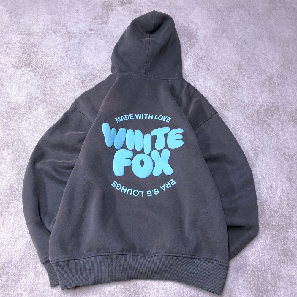 White Fox Oversized Hoodie Size XS/S Made With Love Puff Print Pullover READ